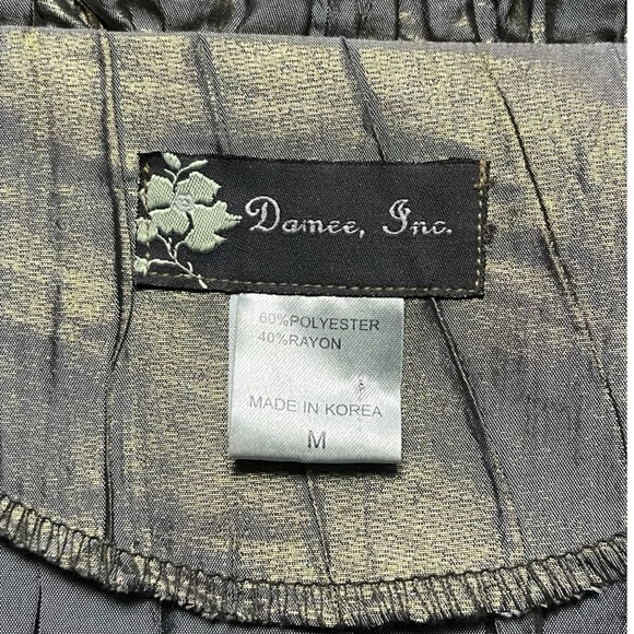 Damee Inc Wide Collar Swing Jacket with Pockets Silver Platinum Size M Shimmer - Picture 5 of 7